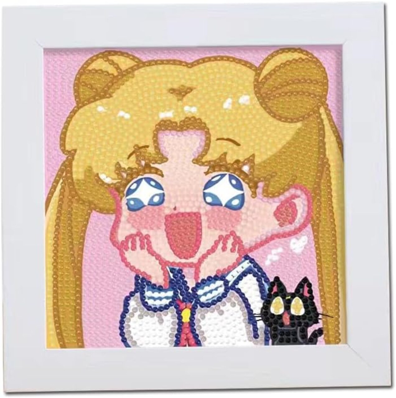 Cute 5D Diamond Art Kits with Wooden Frame, Kawaii DIY Painting Art for Adults Kids, Diamond Arts and Crafts Sets, Big Gem Full Drill Diamond Dots for Women (Moon)